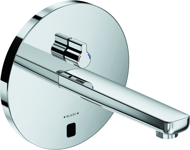 Kludi Zenta elektrische Waschtischarmatur 3850105 chrom, runde Rosette, Ausladung 190mm