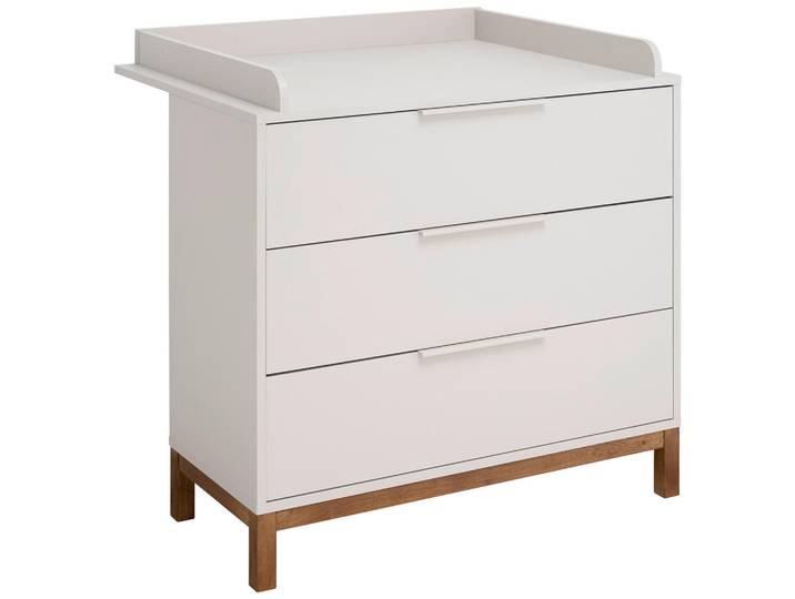 Jimmylee Wickelkommode Matteo, Kaschmir, Holz, Nussbaum, massiv, 3 Schublade(n) Schubladen, 101x91-99x45-77 cm, DIN EN ISO 9001, Babymöbel & Kindermöbel, Babyzimmer, Wickelkommoden & Zubehör, Wickelkommoden