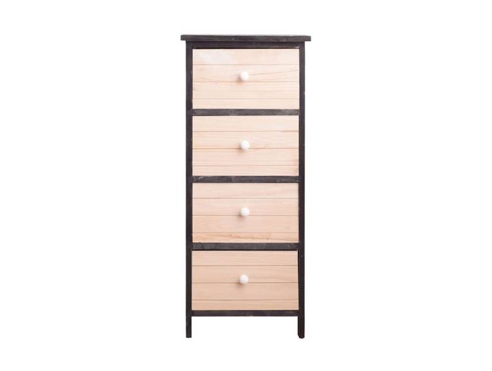 Chiffonnier vintage à 4 tiroirs en bois blanc et gris