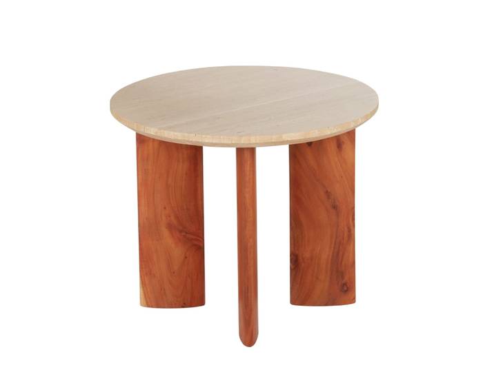 Beistelltisch aus Akazienholz, beige