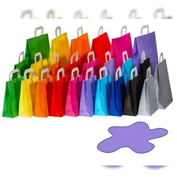 VEPATIM 50 Papiertragetaschen Papiertaschen Flachhenkel 18x8x22cm violett 70gr.
