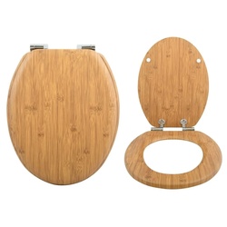 Spirella WC Deckel MDF mit Absenkautomatik Bambus mit High Gloss Finish und Schnellbefstigung Scharniere aus Edelstahl