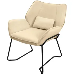 SESSEL Wohnzimmer Sand aus Stoff Relaxsessel mit Lendenkissen & Armlehnen