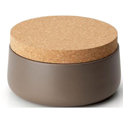Vorratsdose CONTINENTA, grau (taupe), H:12cm Ø:20cm, Keramik, Kork, Lebensmittelaufbewahrungsbehälter, Vorratsdose, 20x12 cm