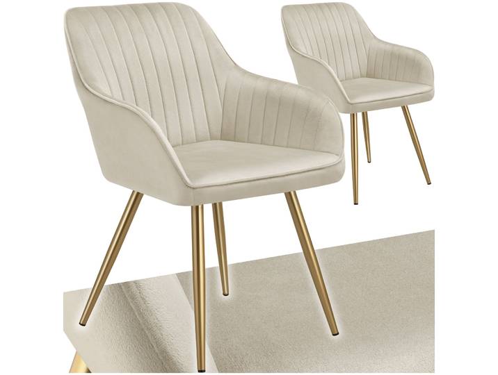 Stuhl Marilyn, Samtoptik, gesteppt - creme/gold, 2er Set