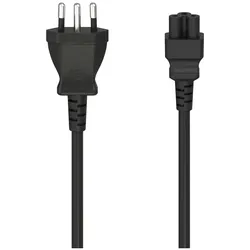 Hama Netzkabel, Italienischer-Stecker - 3-pol.-Kupplung (Kleeblatt), 1,5 m (1.50 m), Stromkabel, Schwarz