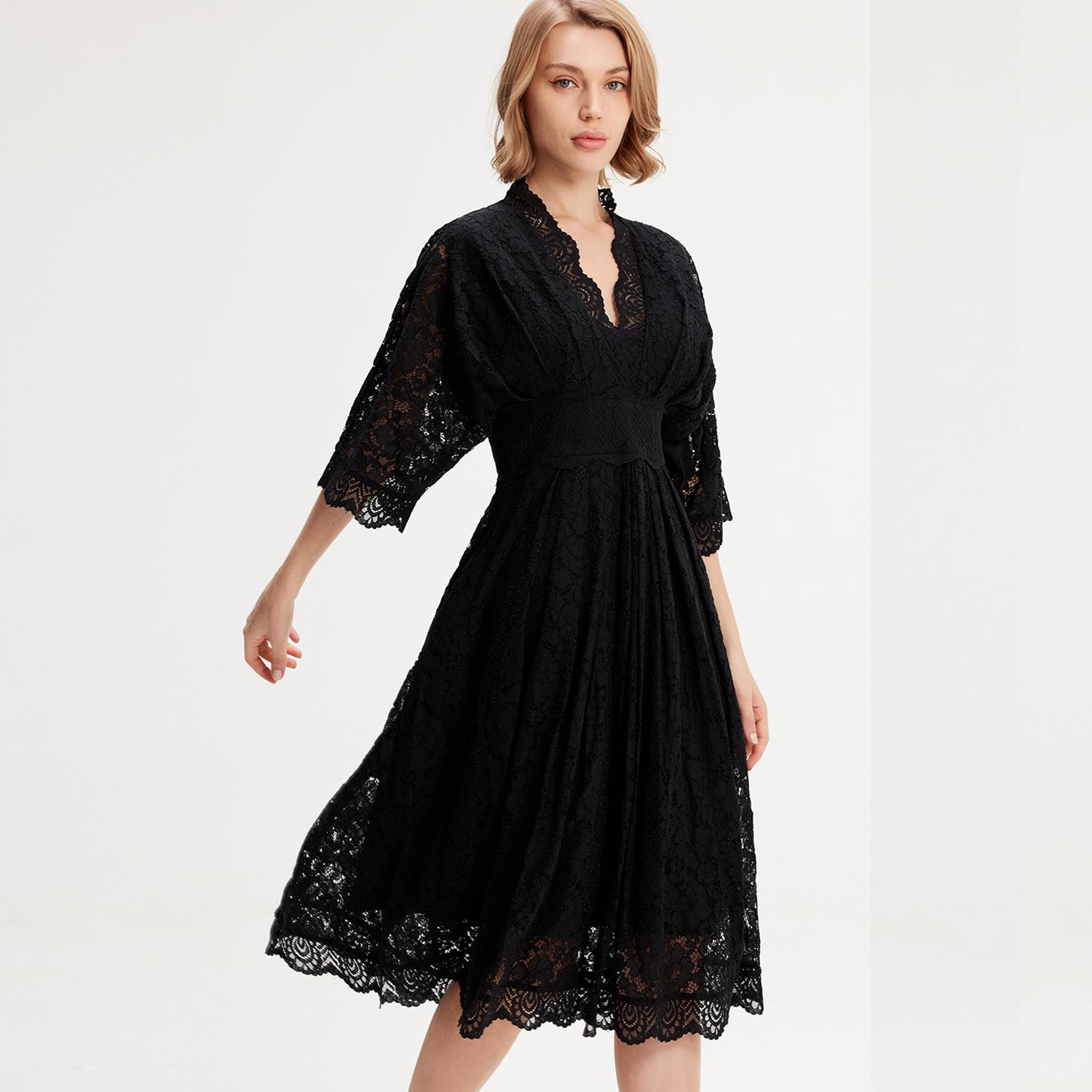Kimono-Ärmel Spitzenkleid