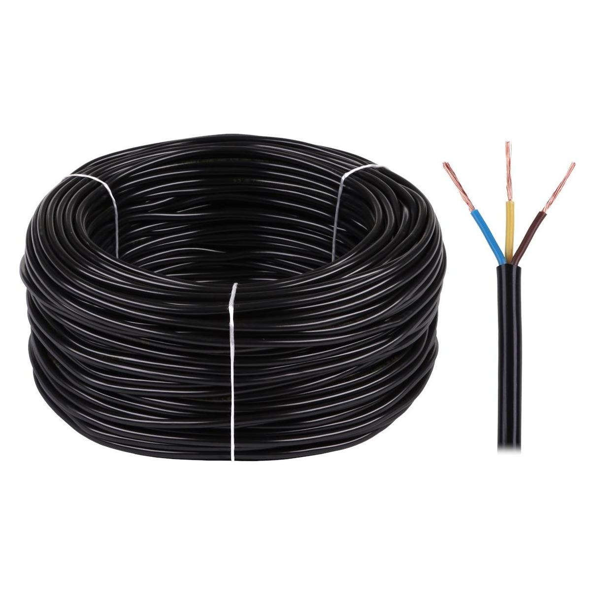 Elektrokabel OMY 3x0 75 300/300V schwarz (0.75 mm²) (5907702816821)
