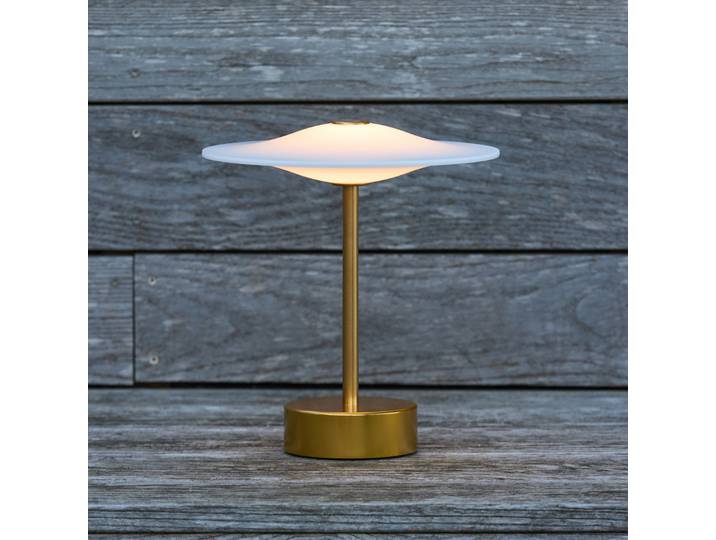lampe à poser LED portable Sinus 22, laiton, IP44 - Piet Hein - Balcon - Design - Aluminium - À ampoule unique