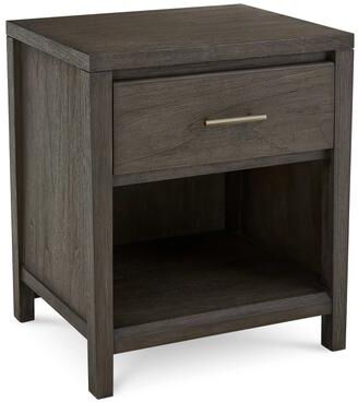 Benjara Fang 26 Inch Modern Nightstand, Single Large Gliding Drawer, Rustic Brown