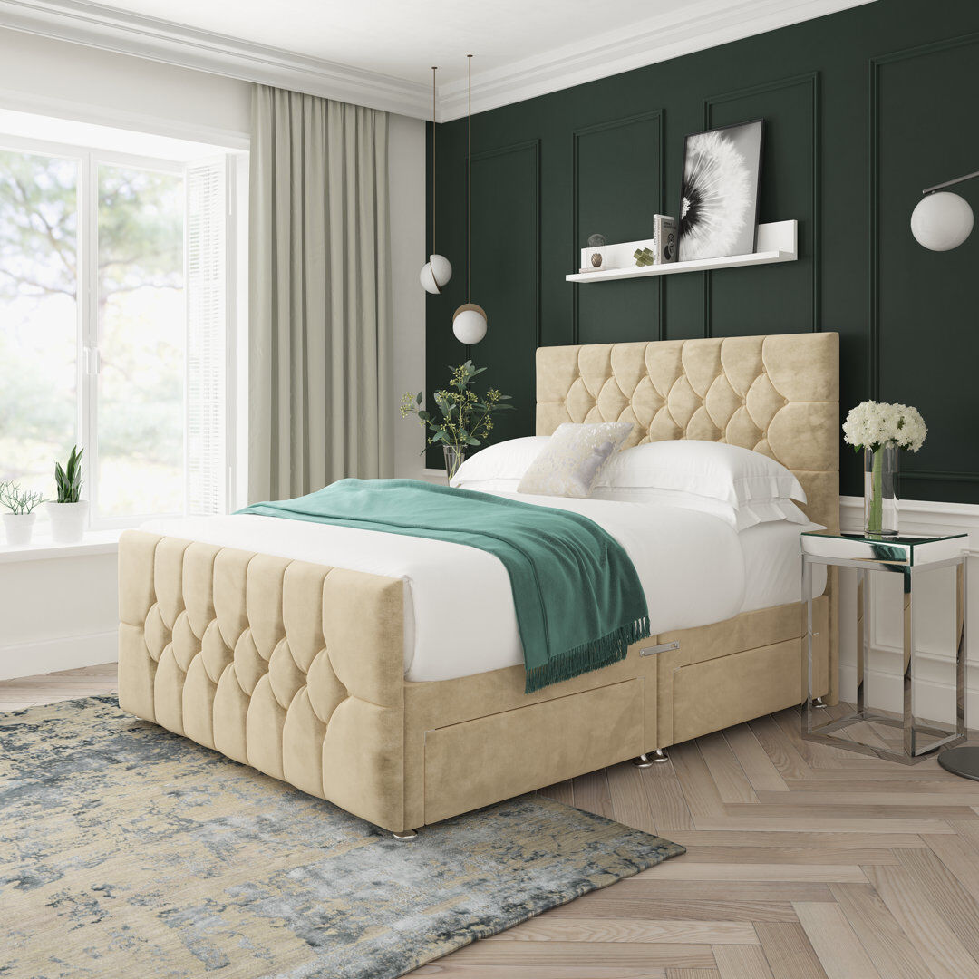 17 Stories Upholstered Bed Cream Super King (6')