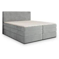BOXSPRINGBETT MATERN 160x200 cm mit Matratze und Topper - Hellgrau