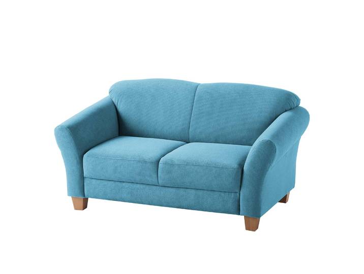 Sofa 2-Sitzer Webstoff Blau/Hellblau Webstoff 163 x 84 x 89cm Natur