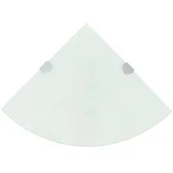 Helloshop26 - Eckregal mit Chromhalterungen und weißem Glas 35 x 35 cm 2702224/2