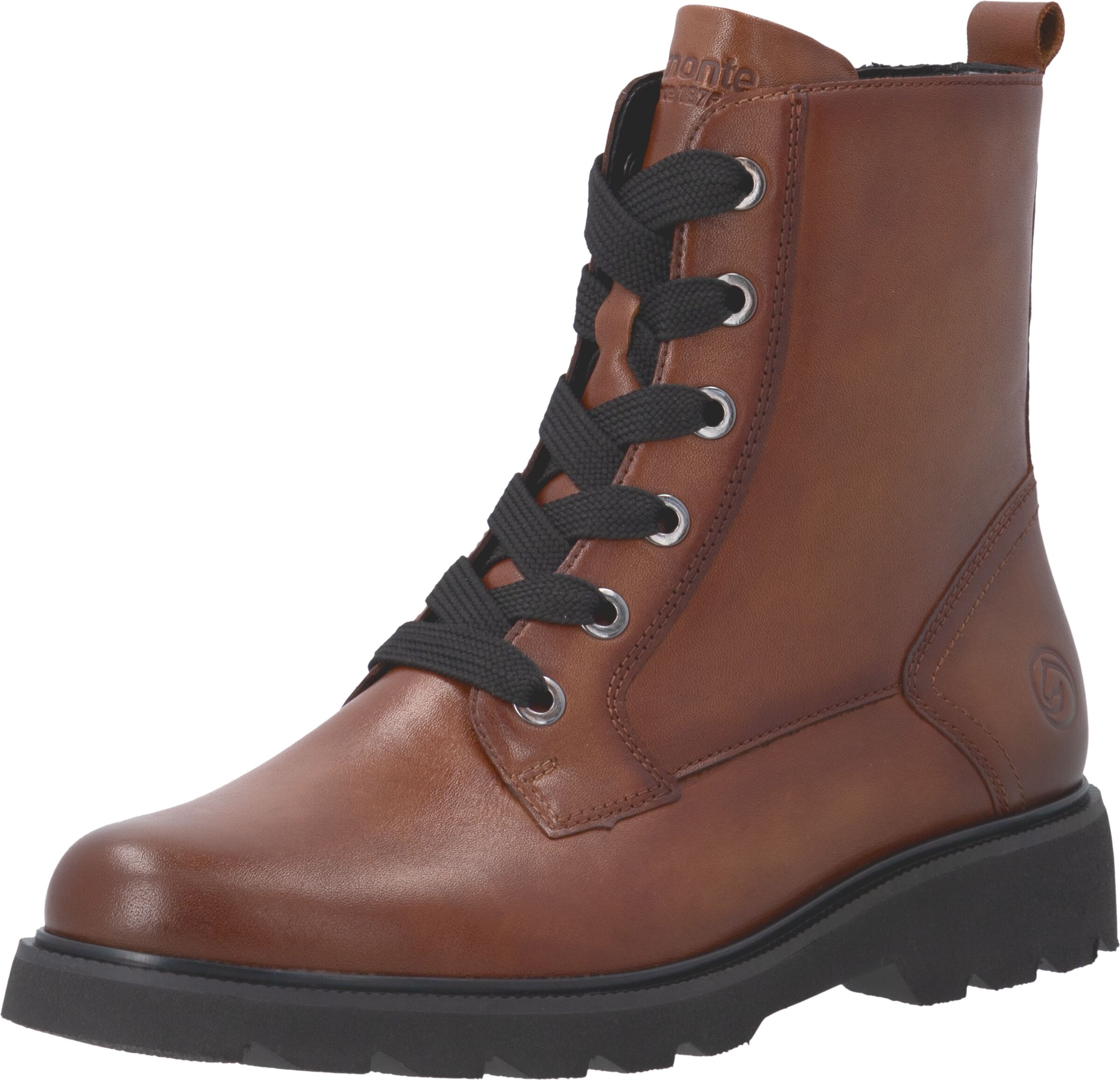 Schnürboots REMONTE, Damen, Gr. 39, Textil, braun, Leder, Basic, Schuhe Schnürboots, Schnürstiefelette, Profilsohle, Blockabsatz
