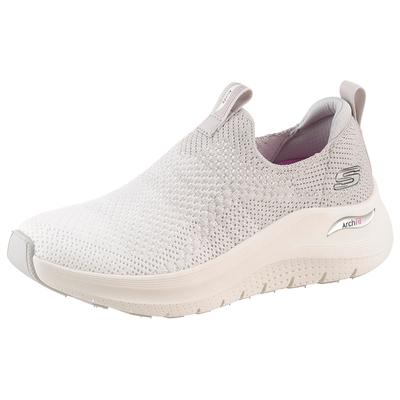 Slip-On Sneaker SKECHERS "ARCH FIT 2.0", Damen, Gr. 40, weiß (hellgrau, weiß), Textil, meliert, Schuhe, Slipper, Freizeitschuh mit Arch-Fit Funktion