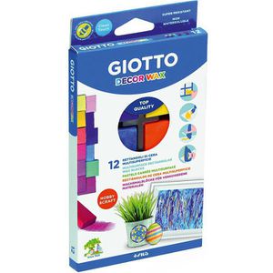 GIOTTO-Fila Wachsmalblöcke Decor Wax, 12 Stück, farbig sortiert, wasserfest, im Kartonetui