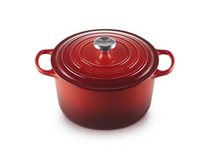 Le Creuset Hoher runder Bräter aus Gusseisen, 26cm, Kirschrot, 21195260602430