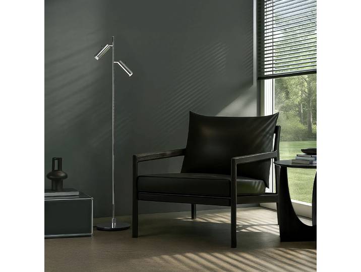 PIPELINE Stehlampe, chromfarben Höhe 133 cm 2-flg. - Herstal - Wohnzimmer - Modern - Metall - Mehrflammig