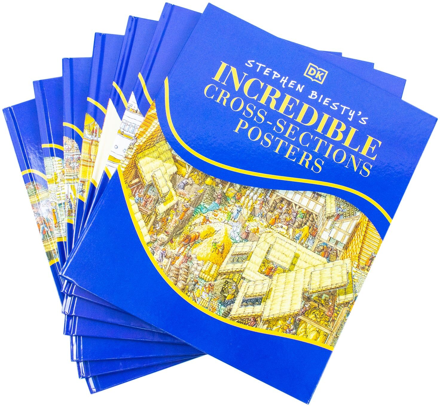 DK Stephen Biesty’s Incredible Cross-Sections 6-Book Collection Box Set + Poster Book (Cross-Sections Castle, Man-Of-War, Incredible Body Cross-Sections,
