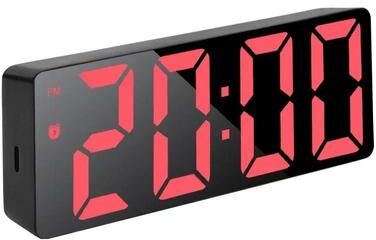Uplift Picks Smart Digital Wall Clock With Voice Control And LED Mirror Display black Shell Red