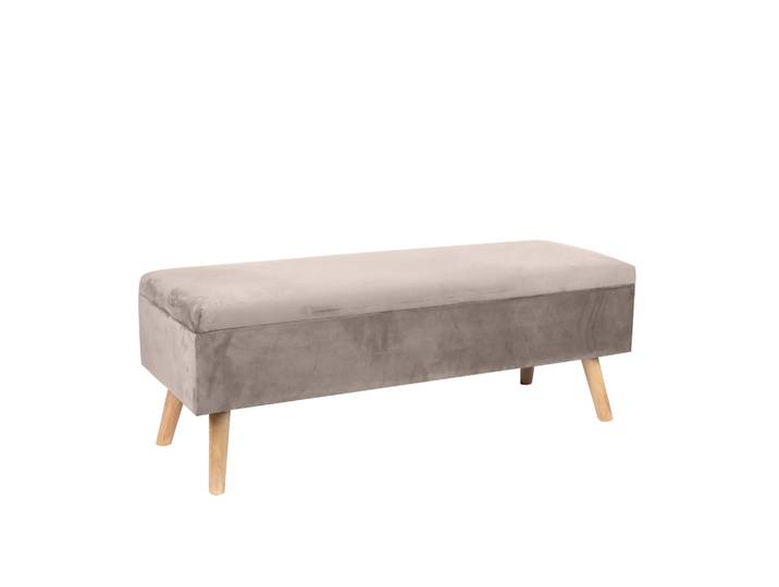 Sitzbank Samt mit Stauraum Beige-Hellbraun
