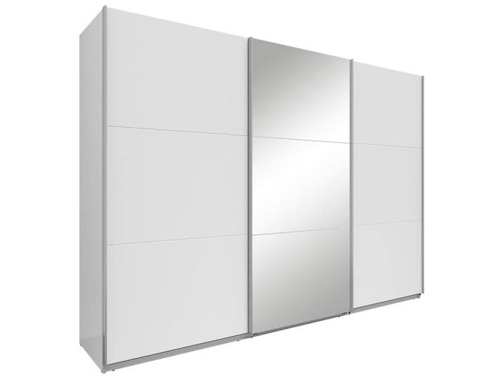 Boxxx Schwebetürenschrank, Weiß, Glas, 3 Fächer, 300x216x64 cm, Schlafzimmer, Kleiderschränke, Kleiderschränke mit Spiegel