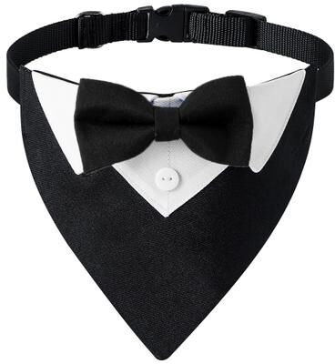 Fusion Finds Formal Dog Tuxedo Bow Tie Collar Adjustable Bandana For Weddings, Birthdays & Special Events b s