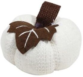 Uplifted Goods Knitted Soft Wool Pumpkin Ornament For Home Thanksgiving Harvest Decoration white