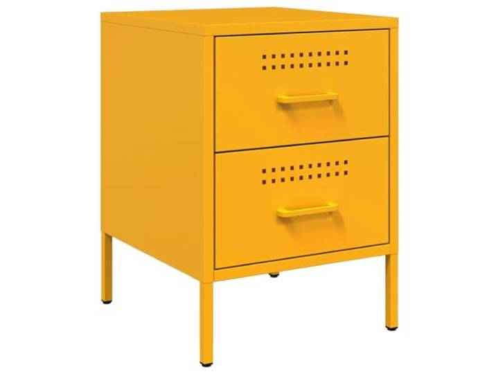 LKJephalotrop Nachttisch 2er Set Senfgelb 36x39x50,5 cm Stahl Industrieller Nachttisch aus Metall mit 2 Schubladen für Schlafzimmer und Wohnzimmer, pflegeleicht und stabil.