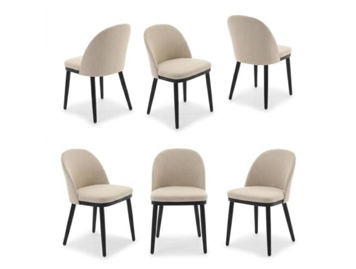 IDEALHOUSE Modernes Esszimmerstuhl‑Set 6er, Leinen Verstellbaren Füßen Beige