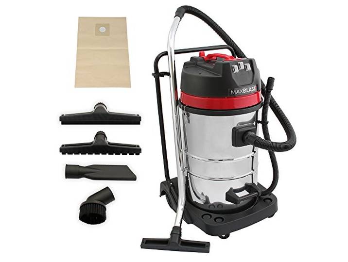 MAXBLAST Aspirateur Industriel de 80 litres 3000W en Acier Inoxydable et Accessoires\, Aspirateur Sec & Humide\, Sac à poussière Offert