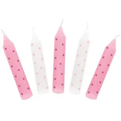 Goki Geburtstagskerzen rosa-weiss gepunktet 10 Stück, Geburtstagskerzen, Mehrfarbig, Weiss, Rosa