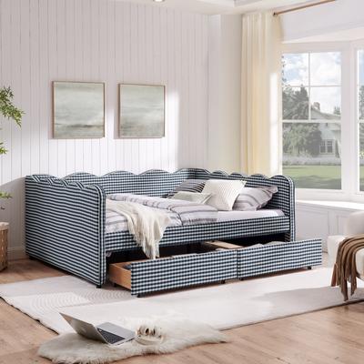 Telepassa Cozy Gingham Daybed with USB Port and Two Storage Drawers