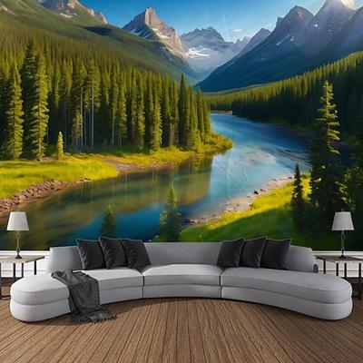 Natur Wasserfall Felsen Wandteppich Landschaft Wandkunst großer Wandteppich Wandbild Dekor Fotografie Hintergrund Decke Vorhang Haus Schlafzimmer Wohnzimmer Dekoration Wandtuch XXL Natur