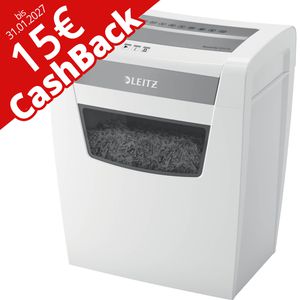 Leitz Aktenvernichter 8099 IQ Office S P4, weiß, 15 Cashback, 12 Blatt, 23 Liter, 4x28 mm Partikelschnitt P-4