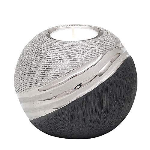 Dekohelden24 Elegante moderne keramische theelichthouder in zilvergrijs, 10 cm