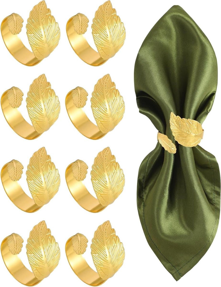 Set van 6 Gouden Servetringen van Metaal voor Tafeldecoratie
