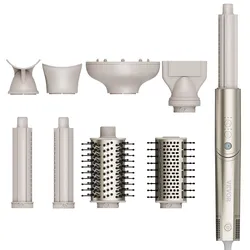 VEVOR 8-in-1-Lockenstab, 1,25-Zoll-Lockenstab-Set aus Keramik mit 2 Zylindern, 2 Bürsten, 4 Düsen für trockenes/glattes/lockiges/voluminöses Haar, Lockenstab für langes, mittellanges und kurzes Haar, für alle Haartypen