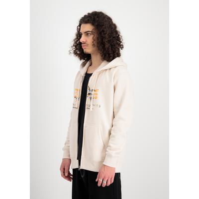 Hoodie ALPHA INDUSTRIES "Basic Zip Hoodie PP Camo", Herren, Gr. XXL, weiß (jet stream weiß), Obermaterial: 80% Baumwolle, 20% Polyester, regular fit, Sweatshirts Hoodie