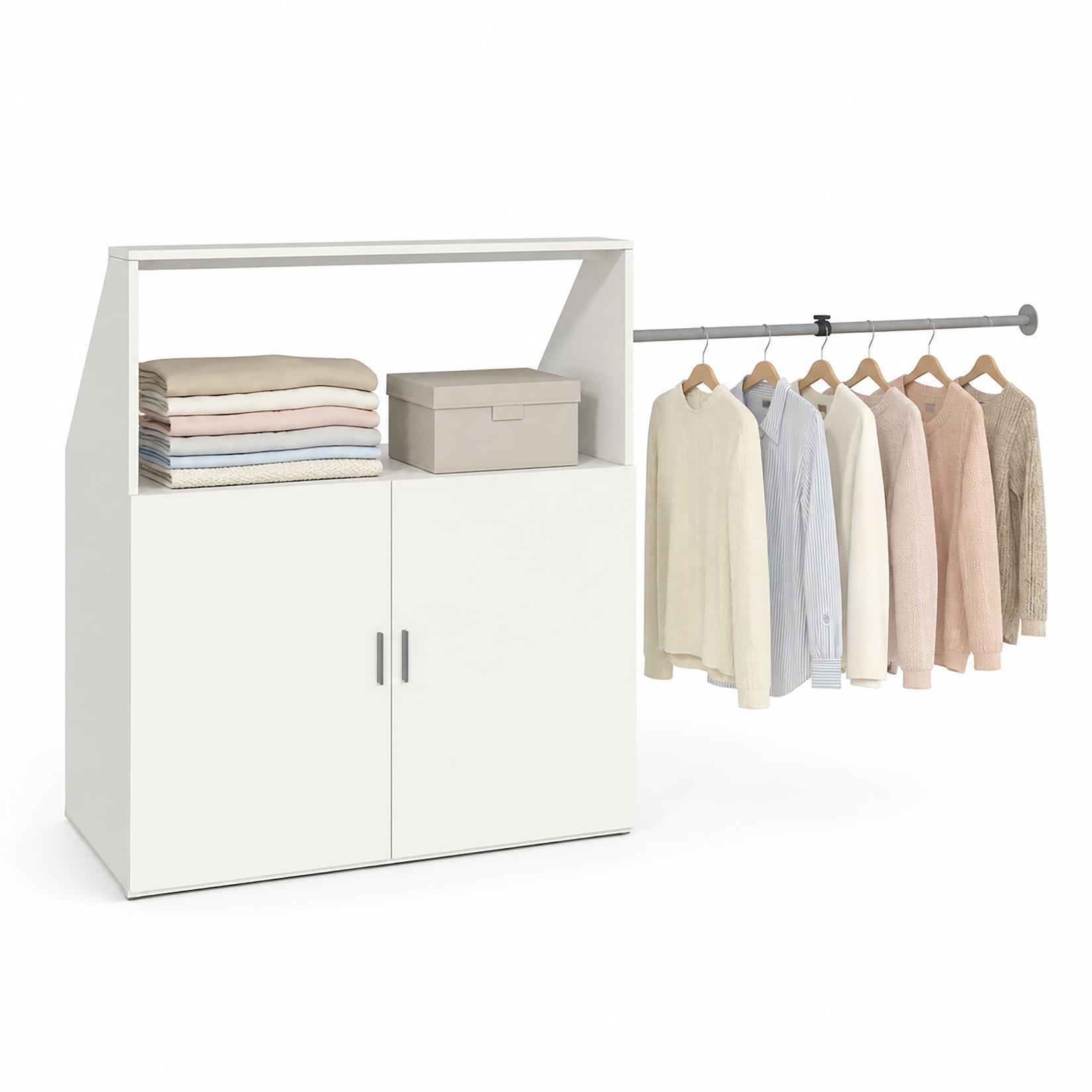 VCM Kleiderschrank für Dachschräge mit Kleiderstange & Stauraum Schrank für Schlafzimmer Dachboden - Dacho M