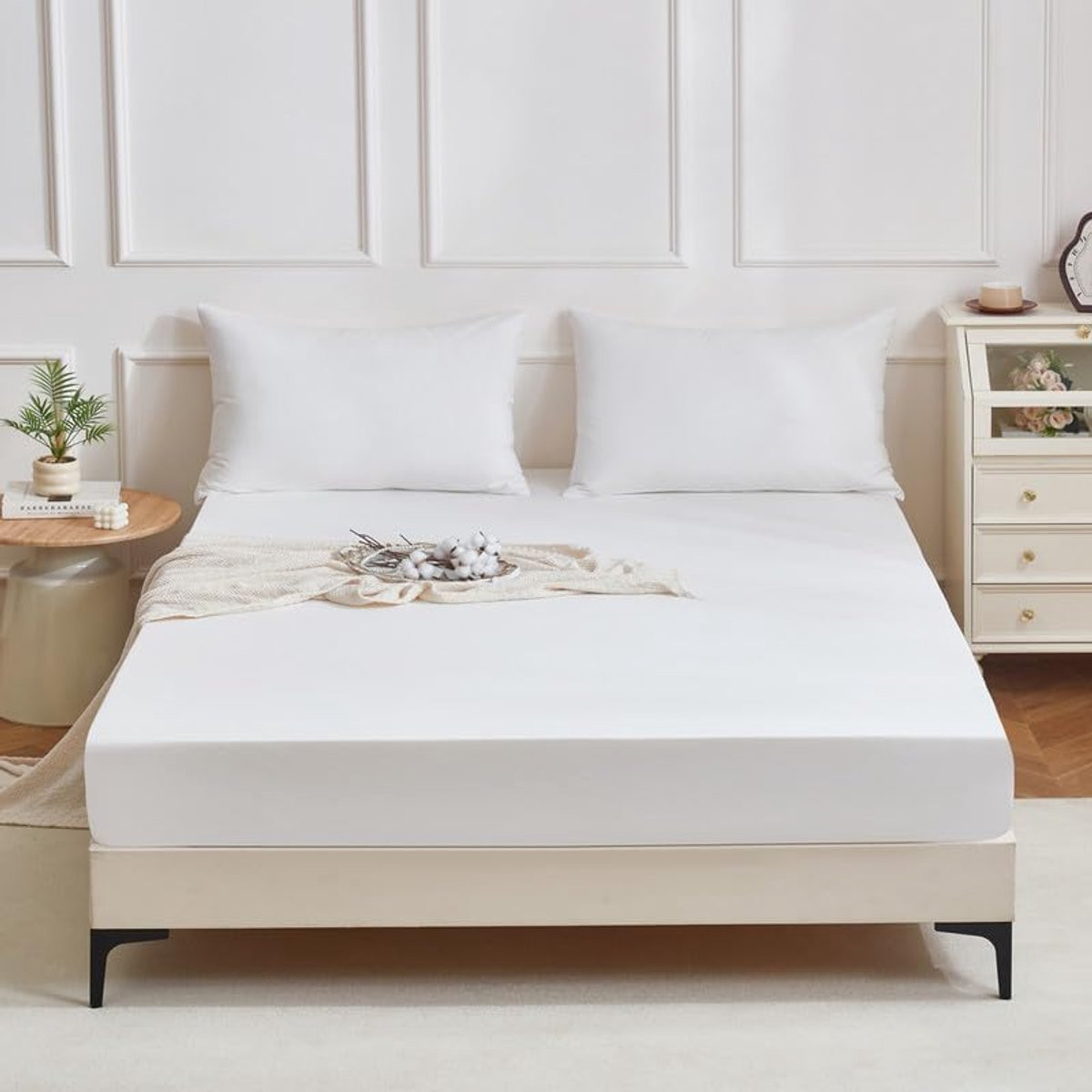 Mako Satin Hoeslaken - Wit - 200x200 cm