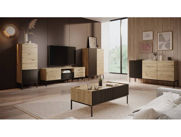 MIRJAN24 Wohnzimmer-Set Como I, (5er-Set, 3x Kommode, Couchtisch. TV-Lowboard), Untergestell aus Metal