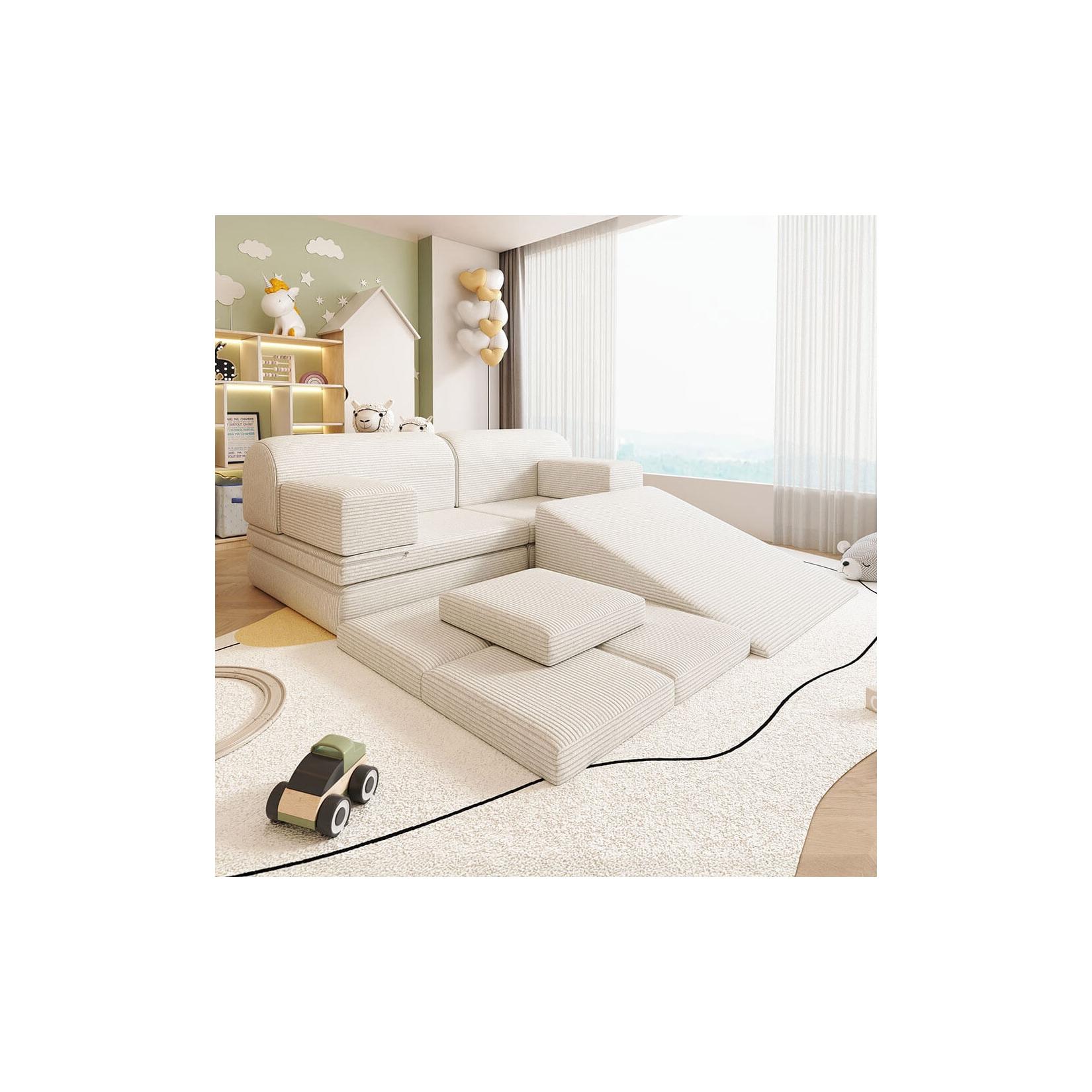 HOME DELUXE Spielsofa LIV inkl. Stapelsteine - Cord Beige