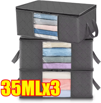 Inspire Picks Foldable Closet Clothes And Blanket Storage Organizer Bag 3pcs 35l