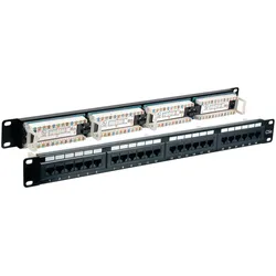 EFB 37585.1 Patchpanel UTP 24xRJ45 Cat.6, 19? 1HE,,180°, RAL9005 schwarz 375851