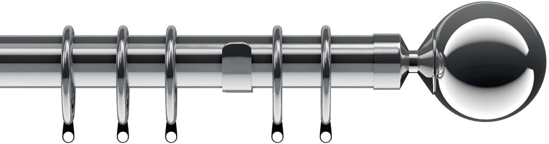 Wayfair Basics™ Single Curtain Pole Chrome 6.5cm H x 200cm W x 10cm D