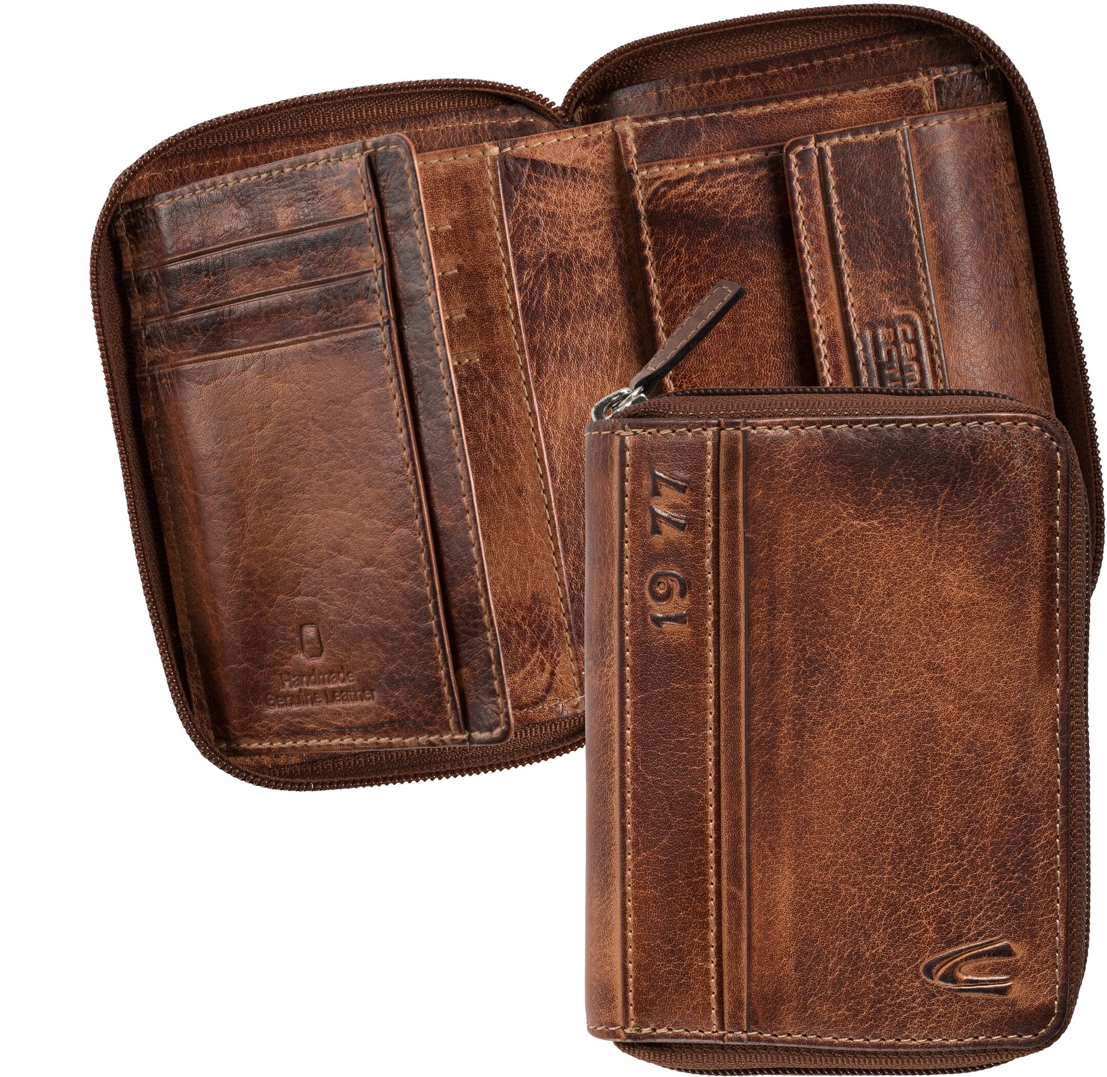 Geldbörse CAMEL ACTIVE "Melbourne", Herren, braun, Leder, Antik-Look, Kleinlederwaren Geldbörse, aus hochwertigem Rindsleder mit kernigen Nähten im Used Look braun Einheitsgröße