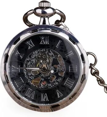 ModernMart Vintage Skeleton Pocket Watch Mechanical Steampunk Timepiece For Men & Women silver