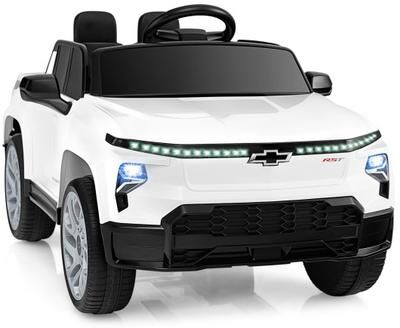 Costway 12V Ride on Car Truck Licensed Chevrolet with Remote Control Gift for 3+-White